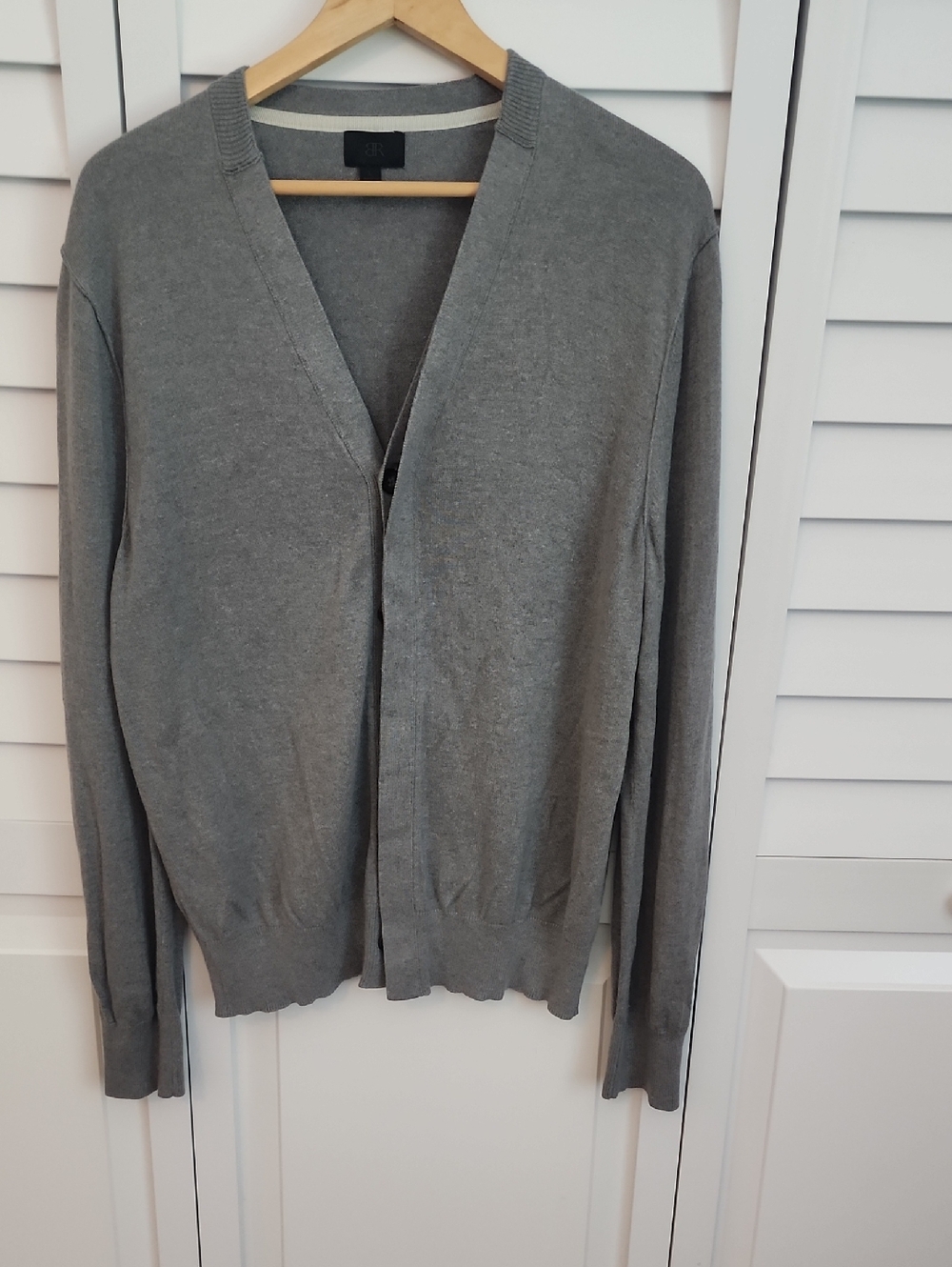 Men's Grey V-Neck Cardigan Sweater